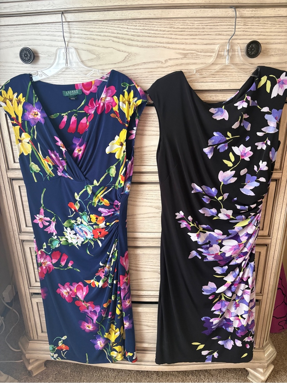 Lauren Ralph Lauren Dress Lot Size 6 8 Floral Sheath Bodycon Navy Black